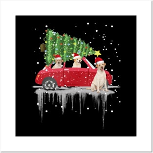 Nova Scotia Duck Tolling Retriever Rides Car Red Truck Christmas Tree - Dog Lovers Posters and Art